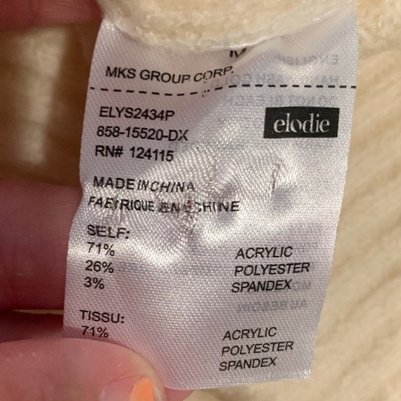 Elodie Ribbed Crew Neck Cropped Sweater Ivory Medium NWT - Picture 5 of 6